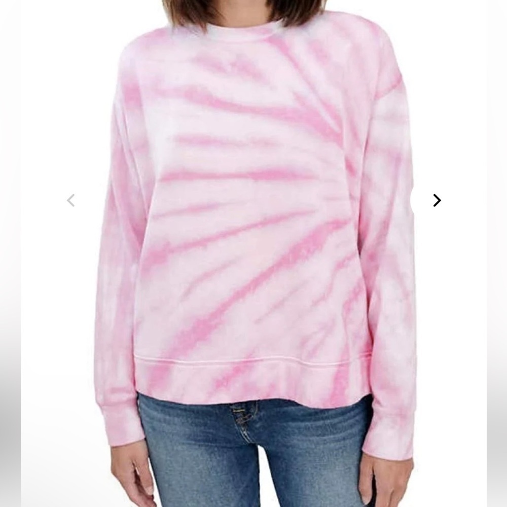 Splendid Tie-dye Barbiecore Pink/White Pullover Sweatshirt Size M